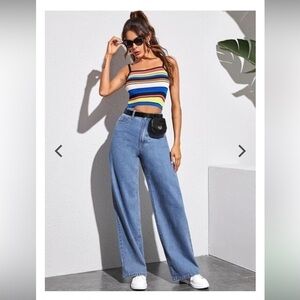 Jeans high waist wide leg baggy size XS